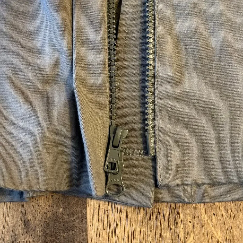 Eileen Fisher Sweatshirt Organic Cotton Jersey High Collar Zip Jacket Taupe XS